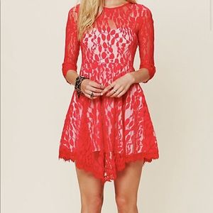 Free People Red Lace Dress Sz 10